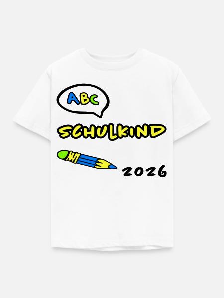 ABC Schulkind 2026 Einschulung - Kinder T-Shirt - Weiß