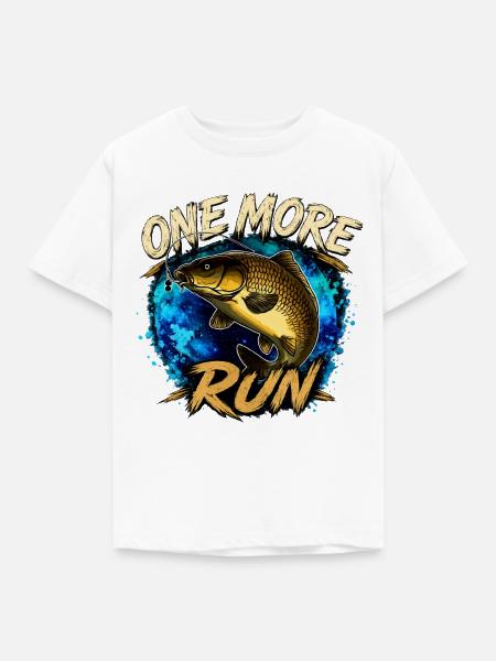 One More Run Karpfenfischen-Design - Kinder T-Shirt - Weiß