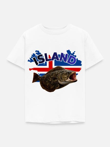 Heilbutt Angeln Island - Kinder T-Shirt - Weiß