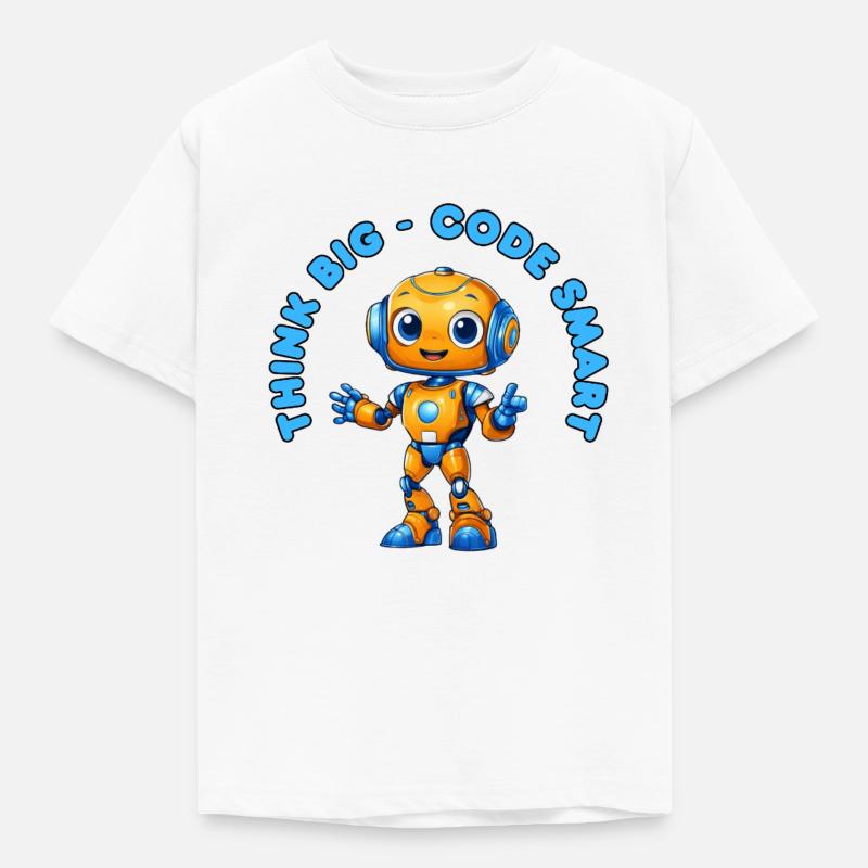 Roboter - Think big, Code Smart  - Kinder T-Shirt - Weiß