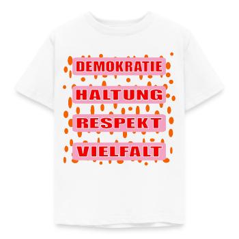 VIELFALT HALTUNG DEMOKRATIE - Kinder T-Shirt - Weiß - Vorne - AI Model Kid Male (0cm)