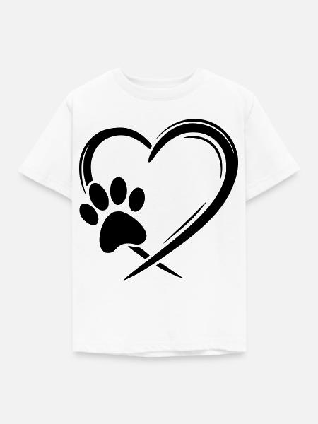 Pfote Herz - Kinder T-Shirt - Weiß