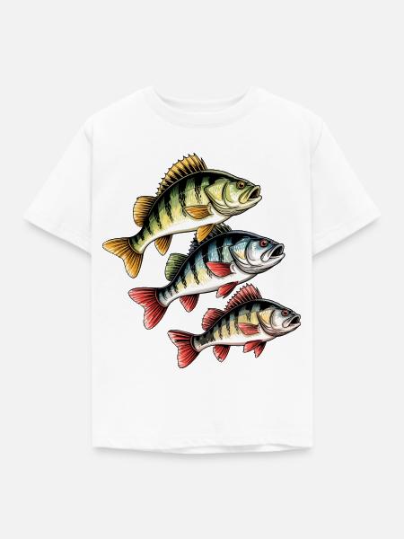 Barsch Angeln - Kinder T-Shirt - Weiß
