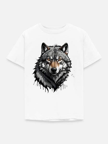Wolf - Kinder T-Shirt - Weiß