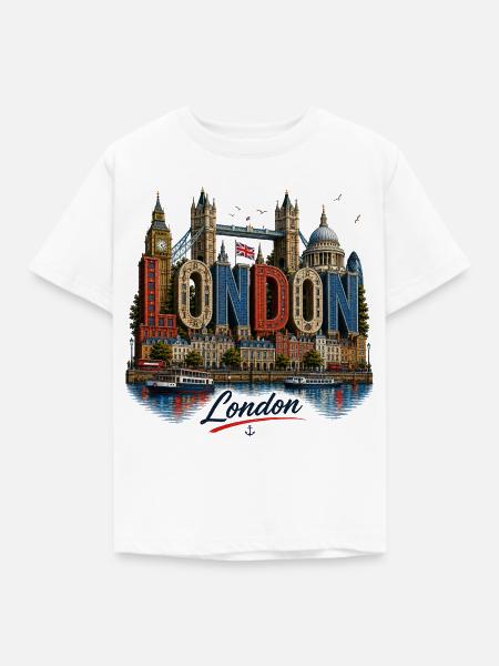 Londoner Mosaikbriefe - Kinder T-Shirt - Weiß