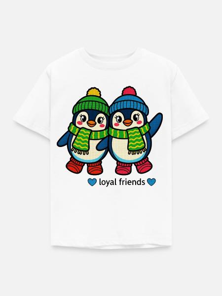Zwei Pinguine – treue Winterfreunde - Kinder T-Shirt - Weiß