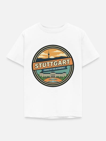 Retro Stuttgarter Schlossplatz-Abzeichen - Kinder T-Shirt - Weiß