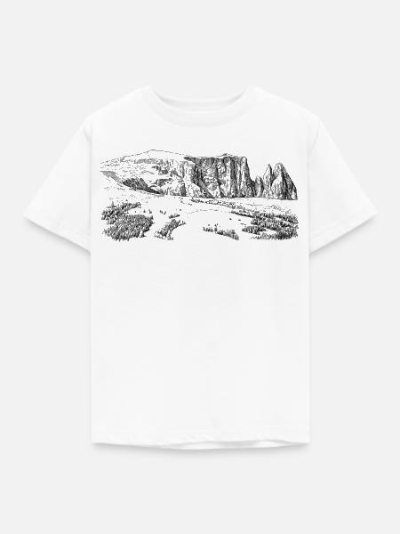 Schlern Silhouette | Dolomiten Plateau Design - Kinder T-Shirt - Weiß