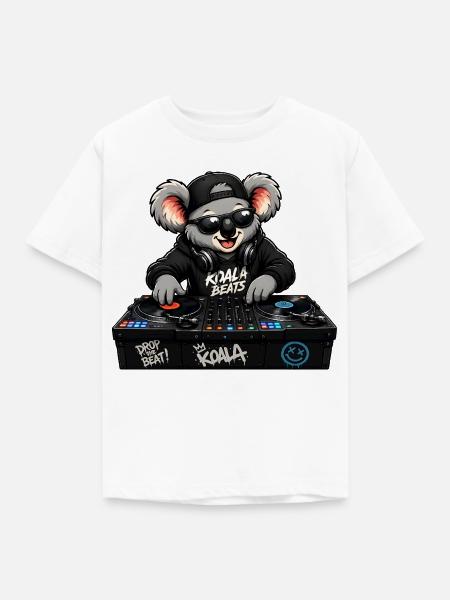 Süßer Koala als DJ - Kinder T-Shirt - Weiß