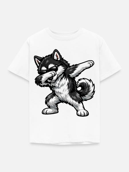 Dabbing Alaskan Malamute - Kinder T-Shirt - Weiß
