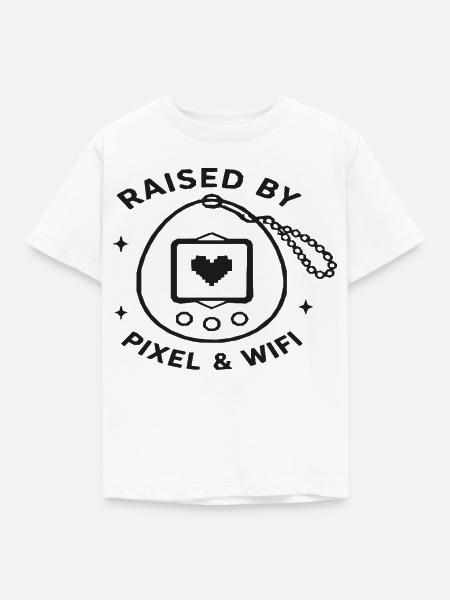 Pixel & WLAN Retro-Design - Kinder T-Shirt - Weiß