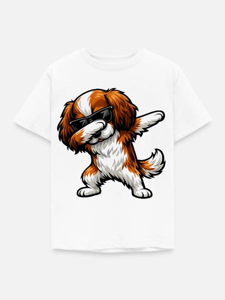 Dabbing King Charles Spaniel - Kinder T-Shirt - Weiß