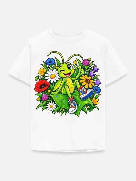 Lustiger Grashüpfer - Kinder T-Shirt - Weiß