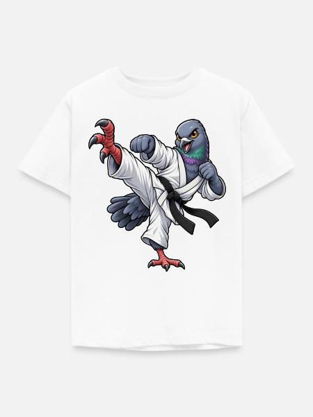 Taube beim Karate - Kinder T-Shirt - Weiß