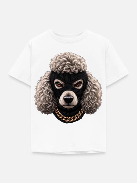 Böser Pudel mit Sturmhaube - Kinder T-Shirt - Weiß