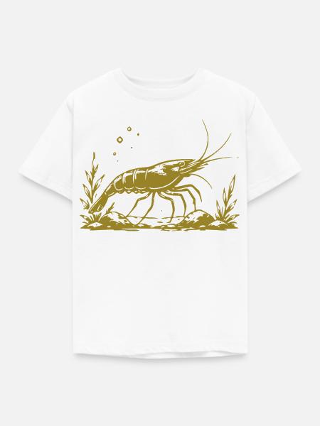 Goldene Garnele mit Botschaft - Kinder T-Shirt - Weiß