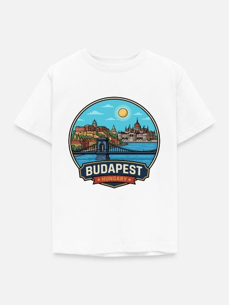 Donauabzeichen des Budapest-Ungarn-Parlaments - Kinder T-Shirt - Weiß