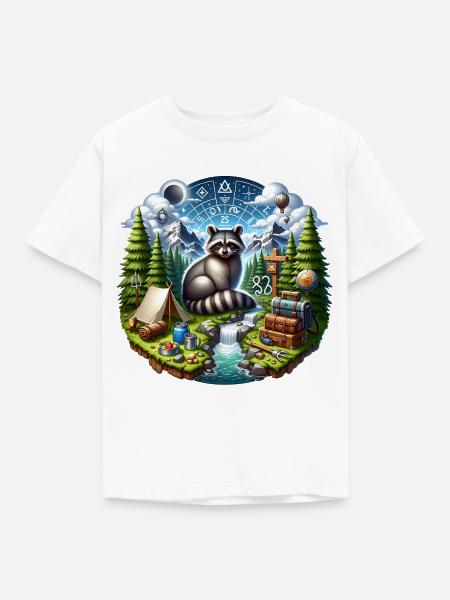 Outdoor Waschbär - Kinder T-Shirt - Weiß