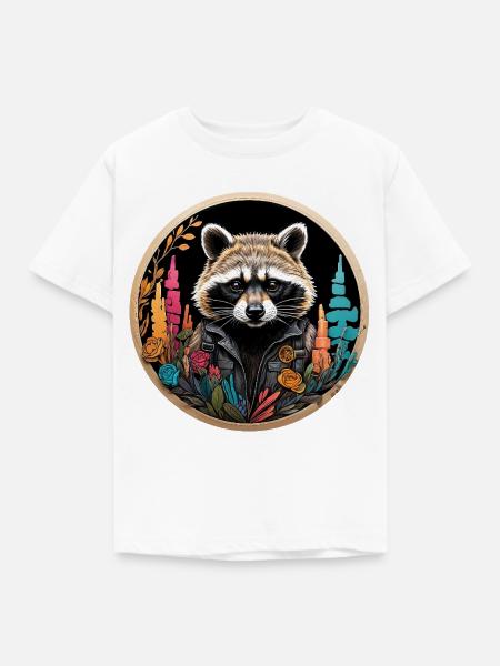 Cooler Waschbär - Kinder T-Shirt - Weiß