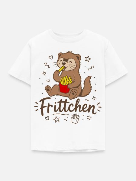 Frettchen mit Fritten - Frittchen - Pommes Frites - Kinder T-Shirt - Weiß