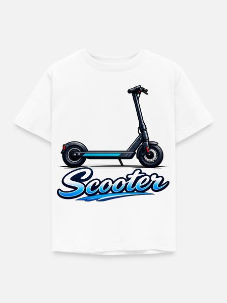 Scooter Illustration Neon Ride - Kinder T-Shirt - Weiß