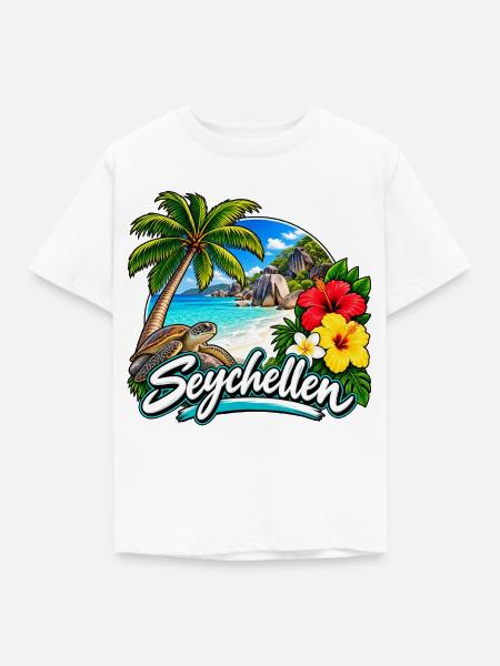 Seychellen – Traumstrand, Palmen & Paradies - Kinder T-Shirt - Weiß