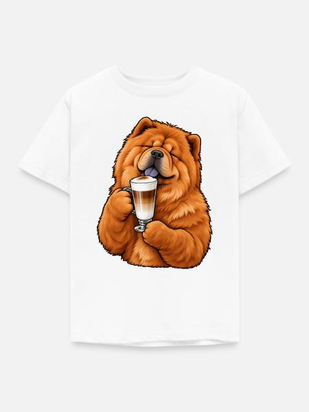 Chow Chow mit Latte Macchiato - Kinder T-Shirt - Weiß