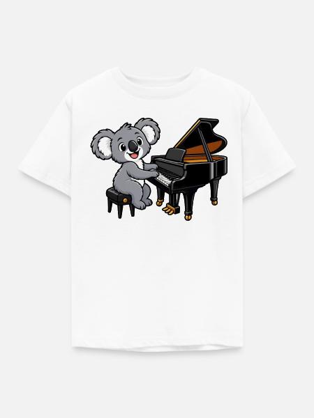 Koala am Klavier - Kinder T-Shirt - Weiß