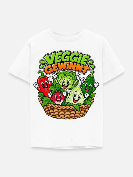 Veggie Gewinnt: Bunte Gemüsefreude - Kinder T-Shirt - Weiß