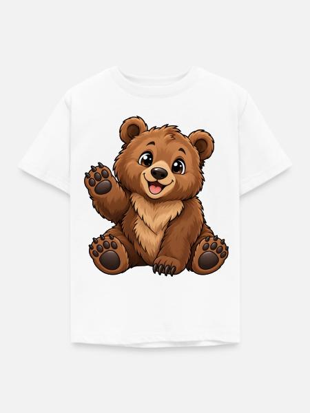 Braunbär Kawaii Style – Süßer Bär - Kinder T-Shirt - Weiß