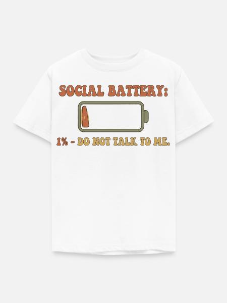 Sozialbatterie 1% – Nicht stören - Kinder T-Shirt - Weiß