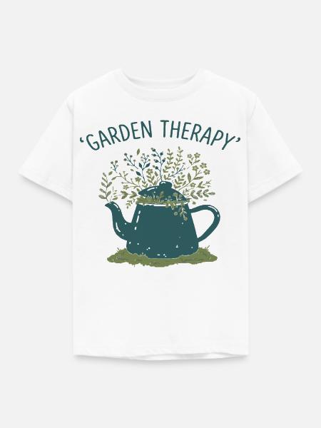 Garten Therapie Teekanne - Kinder T-Shirt - Weiß