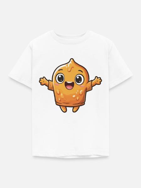 Fröhliche Orangene Blob-Figur - Kinder T-Shirt - Weiß