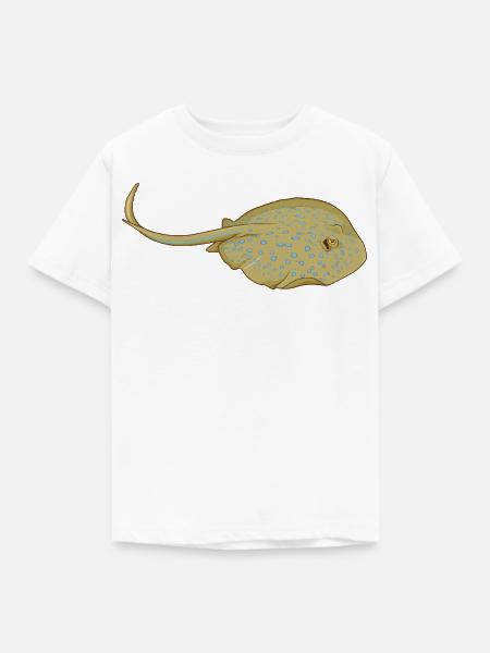 Blaupunktrochen im Cartoon Stil - Kinder T-Shirt - Weiß