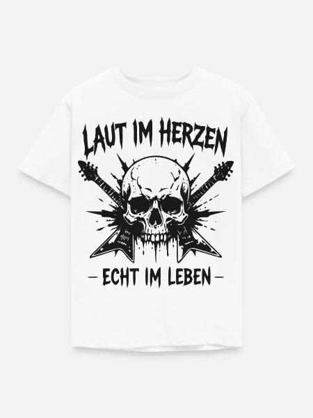 Laut im Herzen Skulls Gitarre - Kinder T-Shirt - Weiß