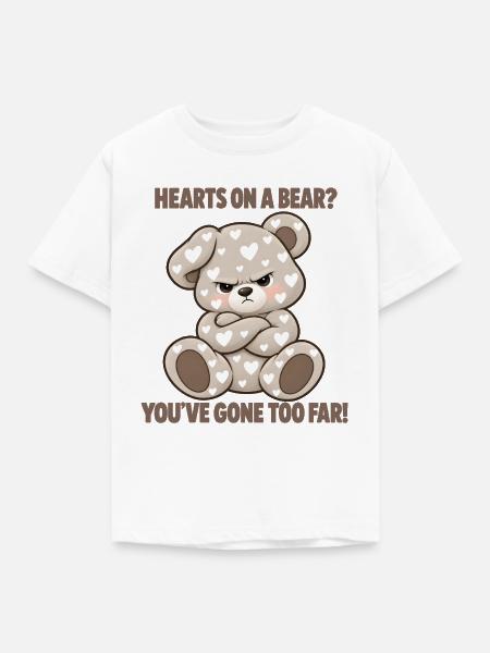 Grummeliger Bär mit Herzen - Kinder T-Shirt - Weiß
