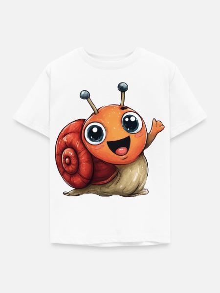 Fröhliche Orangenschnecke - Kinder T-Shirt - Weiß
