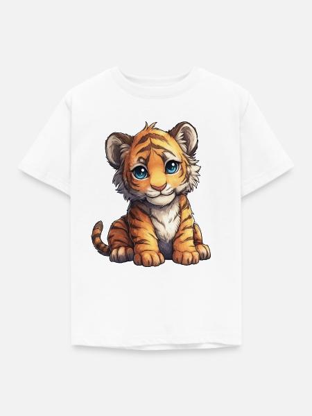 Kuschel Tiger Junges - Kinder T-Shirt - Weiß