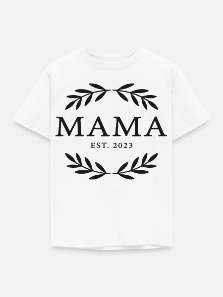 Mama Est. 2023 Kranz Emblem - Kinder T-Shirt - Weiß