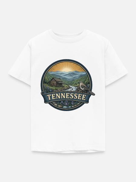 Tennessee Smoky Mountains Retro-Reiseabzeichen - Kinder T-Shirt - Weiß
