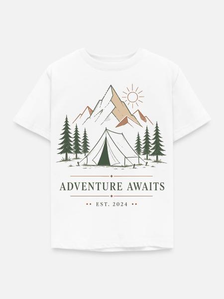 Abenteuer wartet Bergcamping - Kinder T-Shirt - Weiß