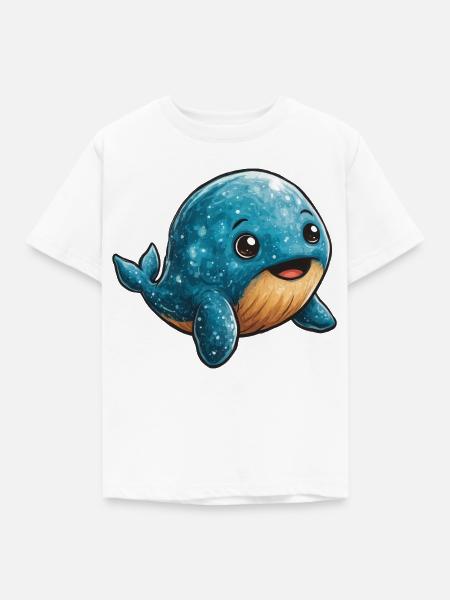 Kuscheliger Blauwal-Charakter - Kinder T-Shirt - Weiß