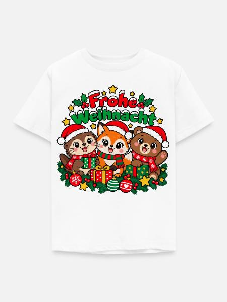 Weihnachts Waldtiere - Kinder T-Shirt - Weiß