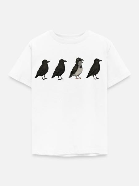 Pigeon Imposter – Crow Disguise Meme - Kinder T-Shirt - Weiß