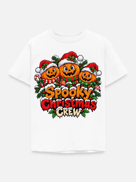 Spooky Christmas Crew - Kinder T-Shirt - Weiß