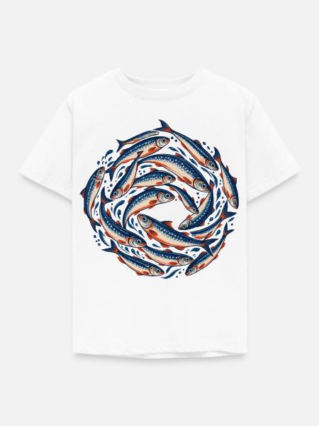 Sardinenschwarm - Kinder T-Shirt - Weiß