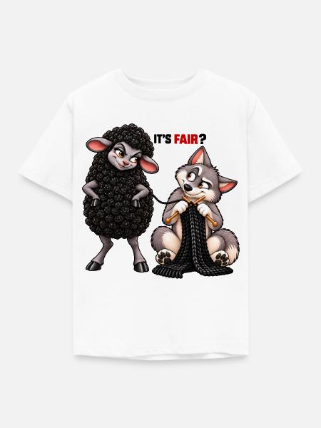 Schaf und Wolf – Strickhumor - Kinder T-Shirt - Weiß
