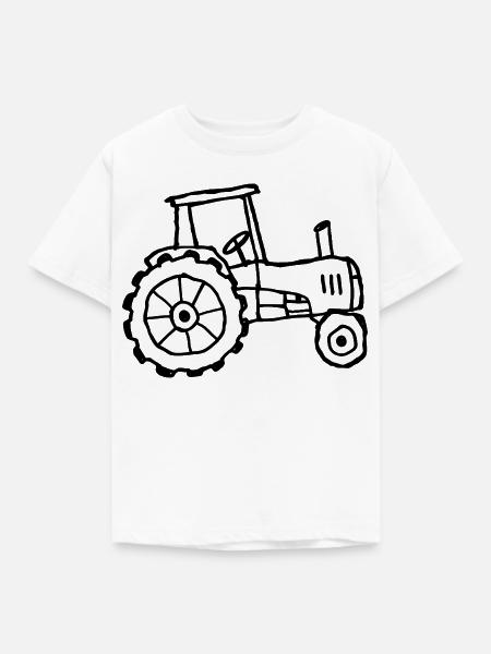 Traktor – Kindliche Kritzelzeichnung - Kinder T-Shirt - Weiß