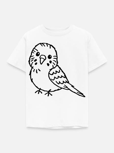 Handgezeichneter Wellensittich - Kinder T-Shirt - Weiß
