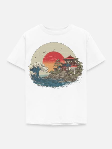 Japanese castle - Kinder T-Shirt - Weiß